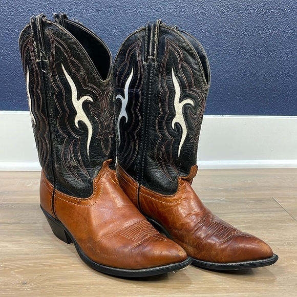 Laredo Shoes - Laredo Black & Brown Cowboy Western Boots, Size 9